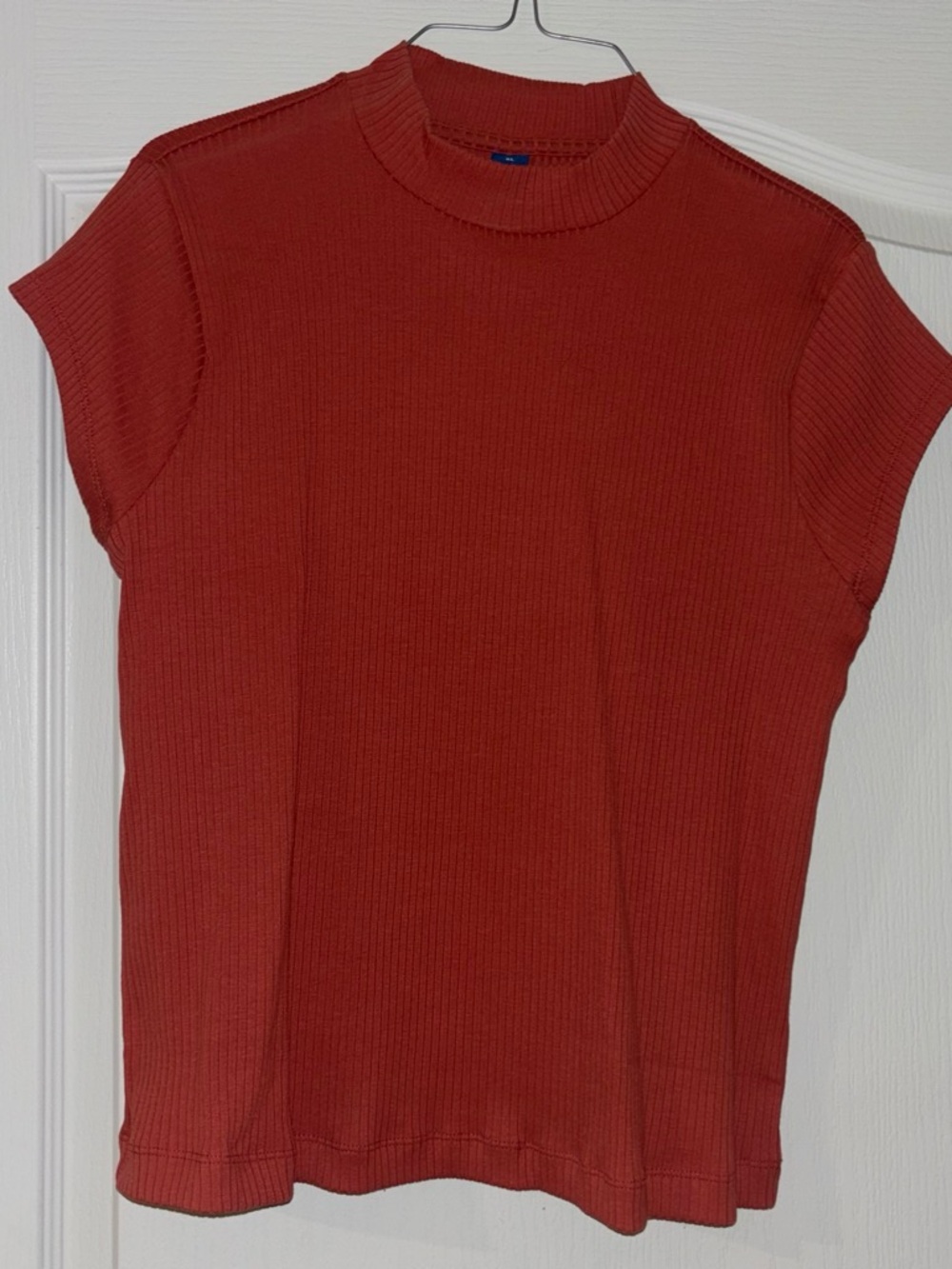 Old Navy Women's Ribbed Short-Sleeve Top in Rust Red